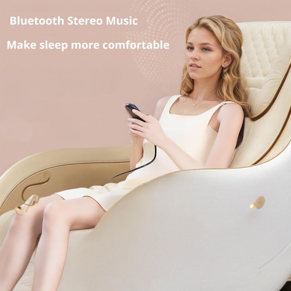 Shangxing Full-Body airbag System of Electric Massage Chair, Zero Gravity Design, Lumbar Heating Function, Bluetooth Music headrest, White.