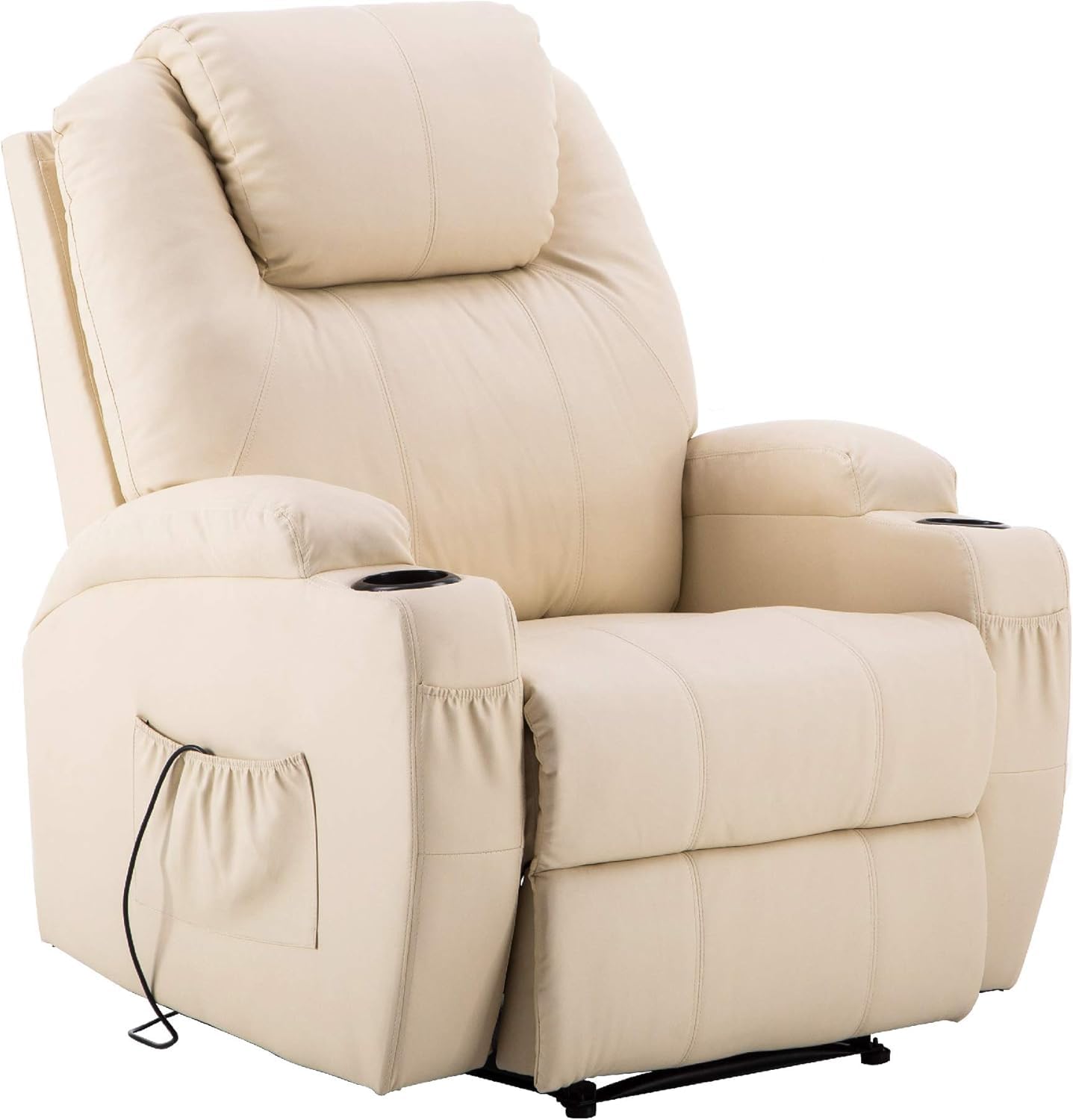 M MCombo Elektrisch Relaxsessel Massagesessel Fernsehsessel Liegefunktion Vibration Heizung 7061 neues Modell (Schwarz-Kunstleder)