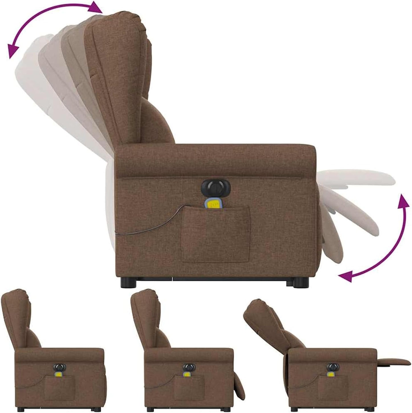 Homgoday Elektrischer Massagesessel mit Aufstehhilfe Braun Stoff Relaxsessel Model3303408
