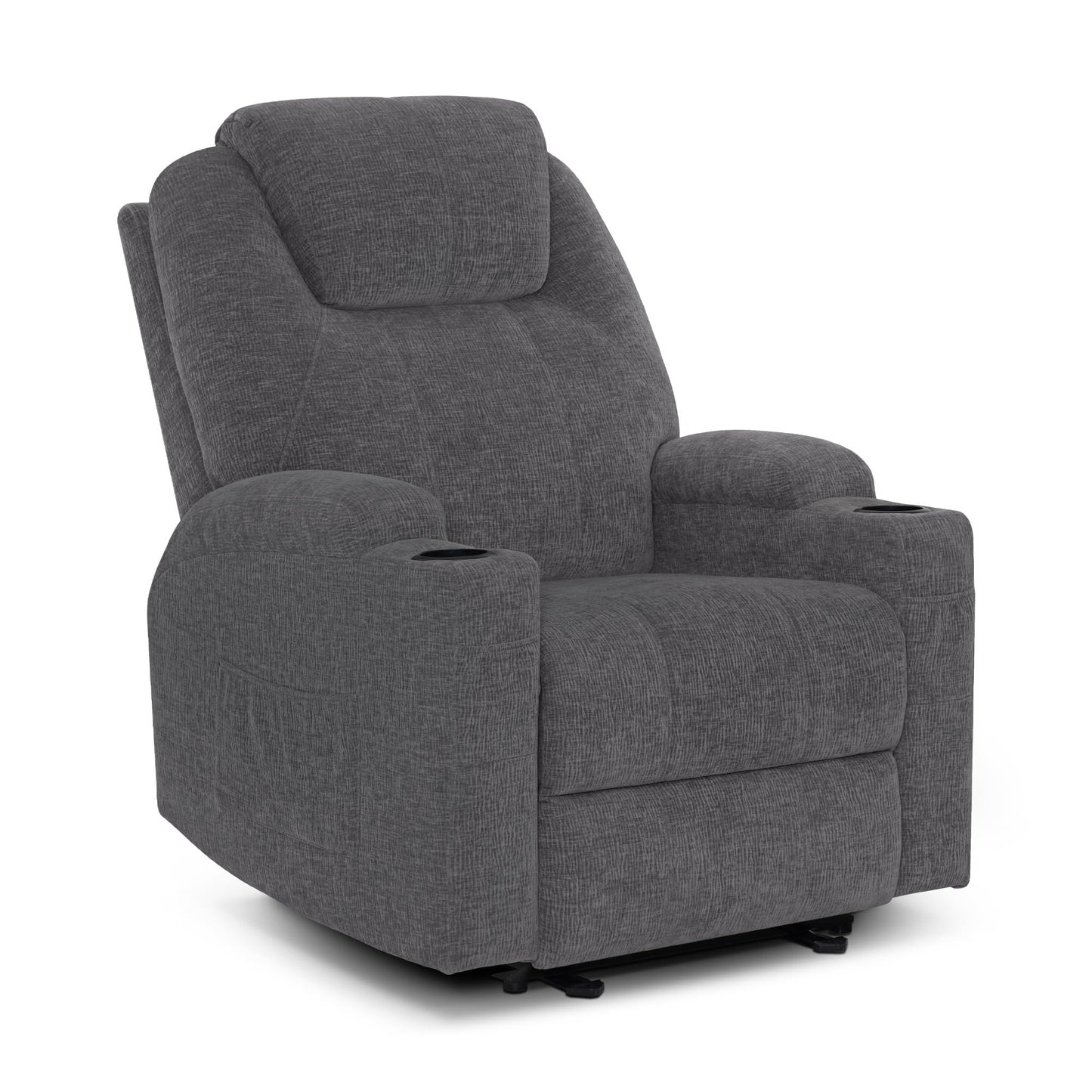 M MCombo Elektrisch Relaxsessel Massagesessel Fernsehsessel Liegefunktion Vibration Heizung 7061 neues Modell (Schwarz-Kunstleder)