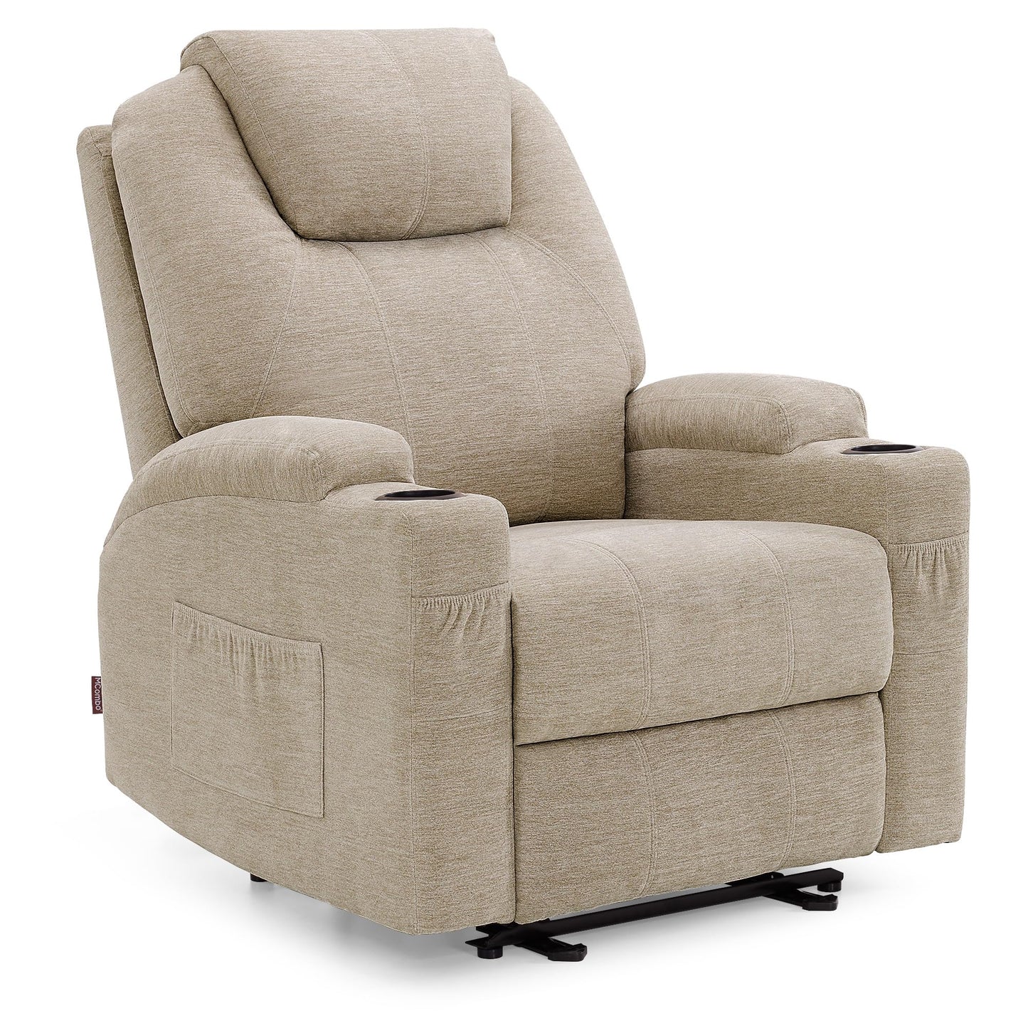 M MCombo Elektrisch Relaxsessel Massagesessel Fernsehsessel Liegefunktion Vibration Heizung 7061 neues Modell (Schwarz-Kunstleder)