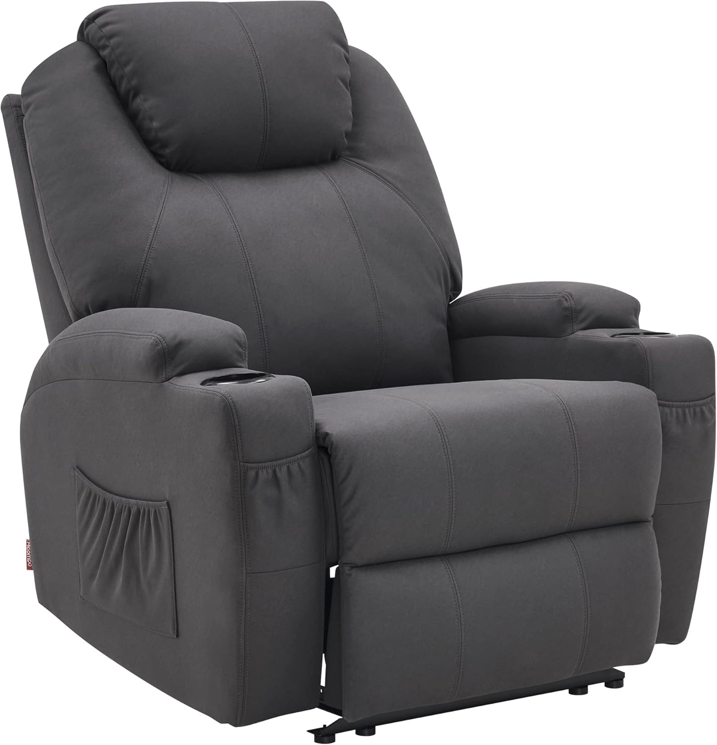 M MCombo Elektrisch Relaxsessel Massagesessel Fernsehsessel Liegefunktion Vibration Heizung 7061 neues Modell (Schwarz-Kunstleder)