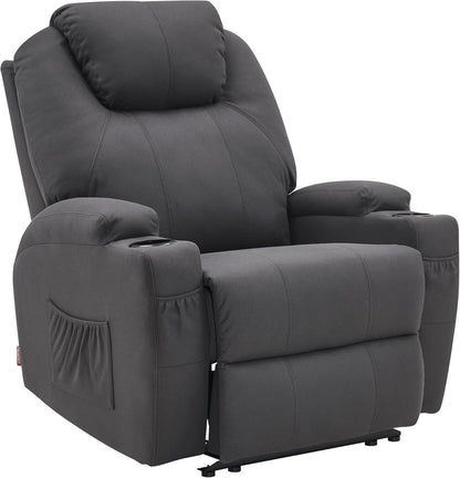 M MCombo Elektrisch Relaxsessel Massagesessel Fernsehsessel Liegefunktion Vibration Heizung 7061 neues Modell (Schwarz-Kunstleder)