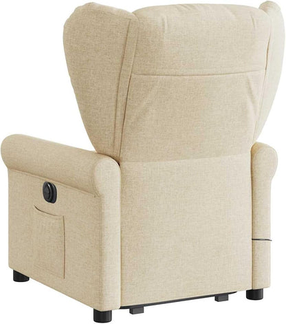 Homgoday Massagesessel mit Aufstehhilfe Creme Stoff Relaxsessel Model3303392