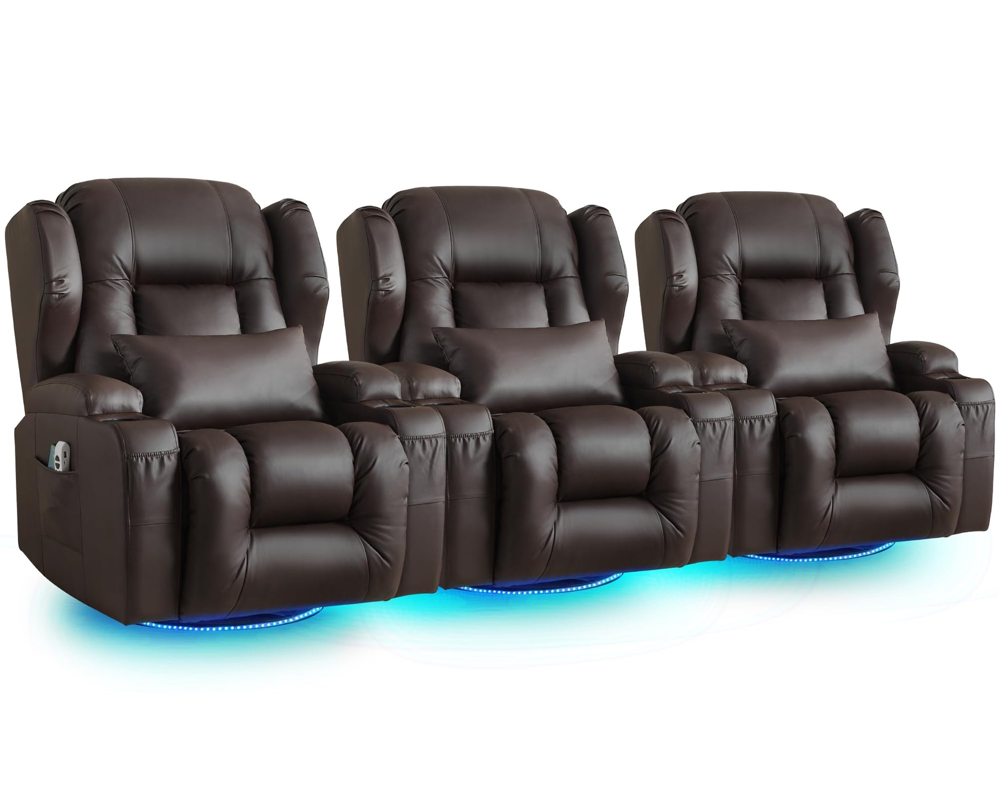 SAMERY Relaxsessel Elektrisch mit Massage & Heizung, Samt Fernsehsessel mit Liegefunktion, 270° Drehbar & 30° Wippbar, USB/LED/Typ-C – Kinosessel TV Sessel Sofa Chair für Wohnzimmer (1, Rotbraun) 7038