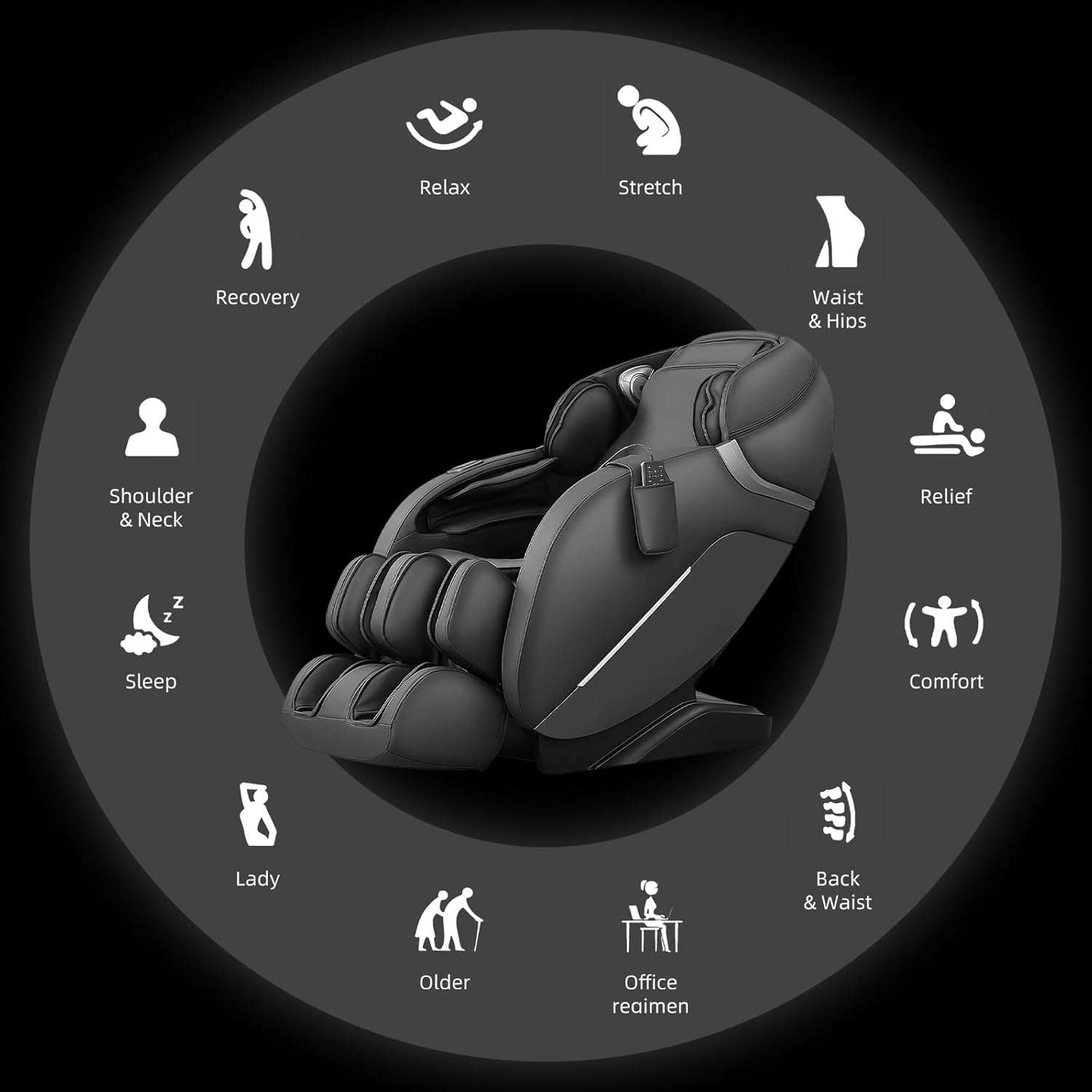 Violissima Ganzkörper-Massagesessel, Shiatsu-Massagesessel mit Zero-Gravity-Funktion, SL-Schiene, 12 automatische Massageprogramme, Wärmetherapie, Fußrollen, Bluetooth