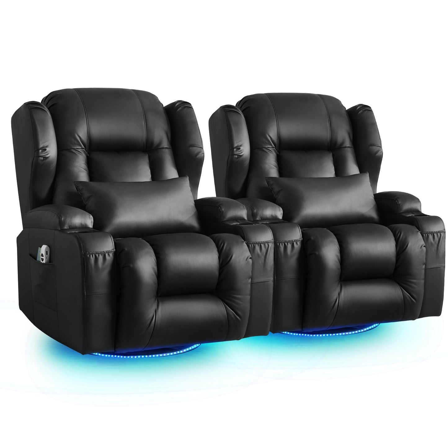 SAMERY Relaxsessel Elektrisch mit Massage & Heizung, Samt Fernsehsessel mit Liegefunktion, 270° Drehbar & 30° Wippbar, USB/LED/Typ-C – Kinosessel TV Sessel Sofa Chair für Wohnzimmer (1, Rotbraun) 7038