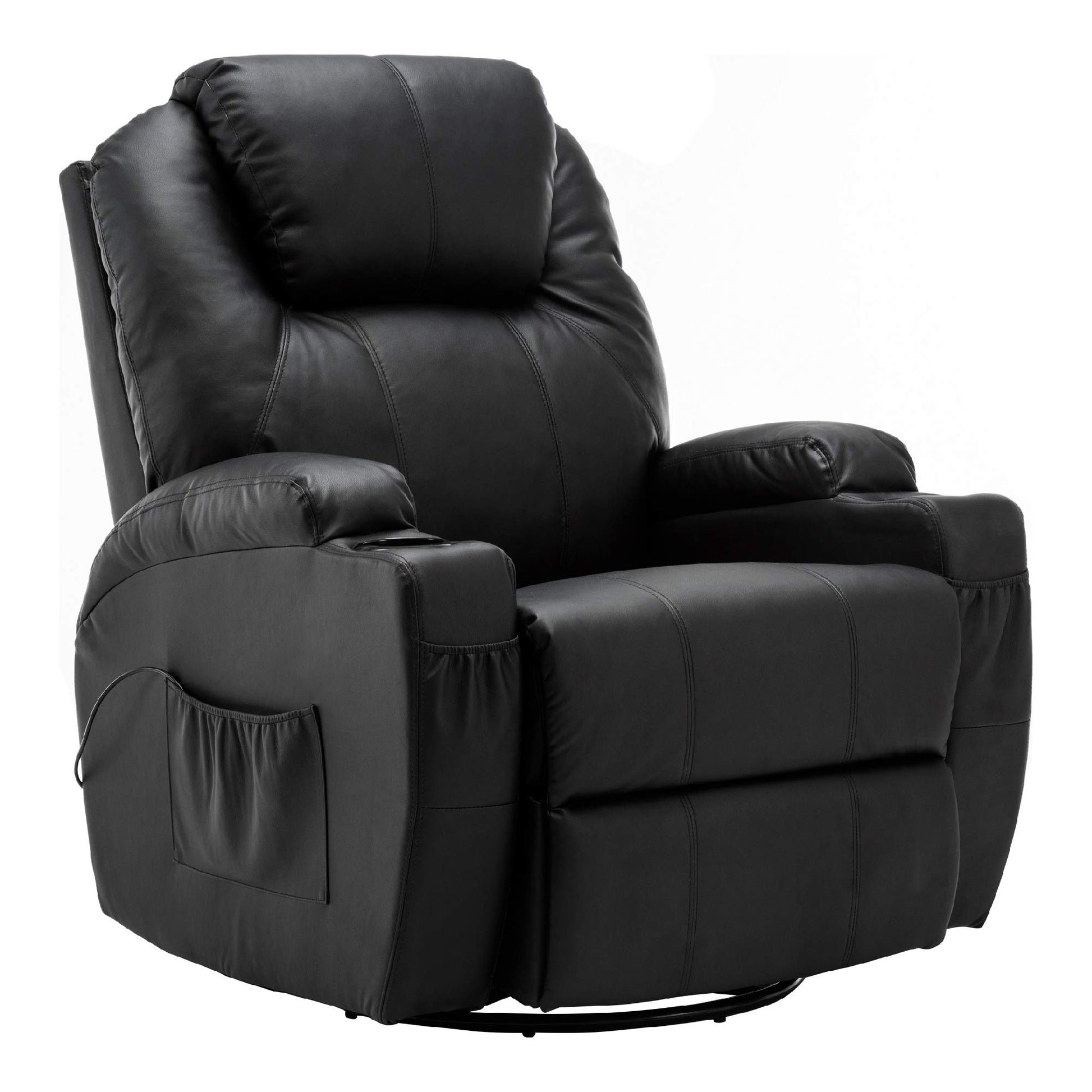 M MCombo Massagesessel Fernsehsessel Relaxsessel 7020, mit Heizung, Dreh 360° Schaukel, manuell verstellbar (Dunkelgrau- Mikrofaser)