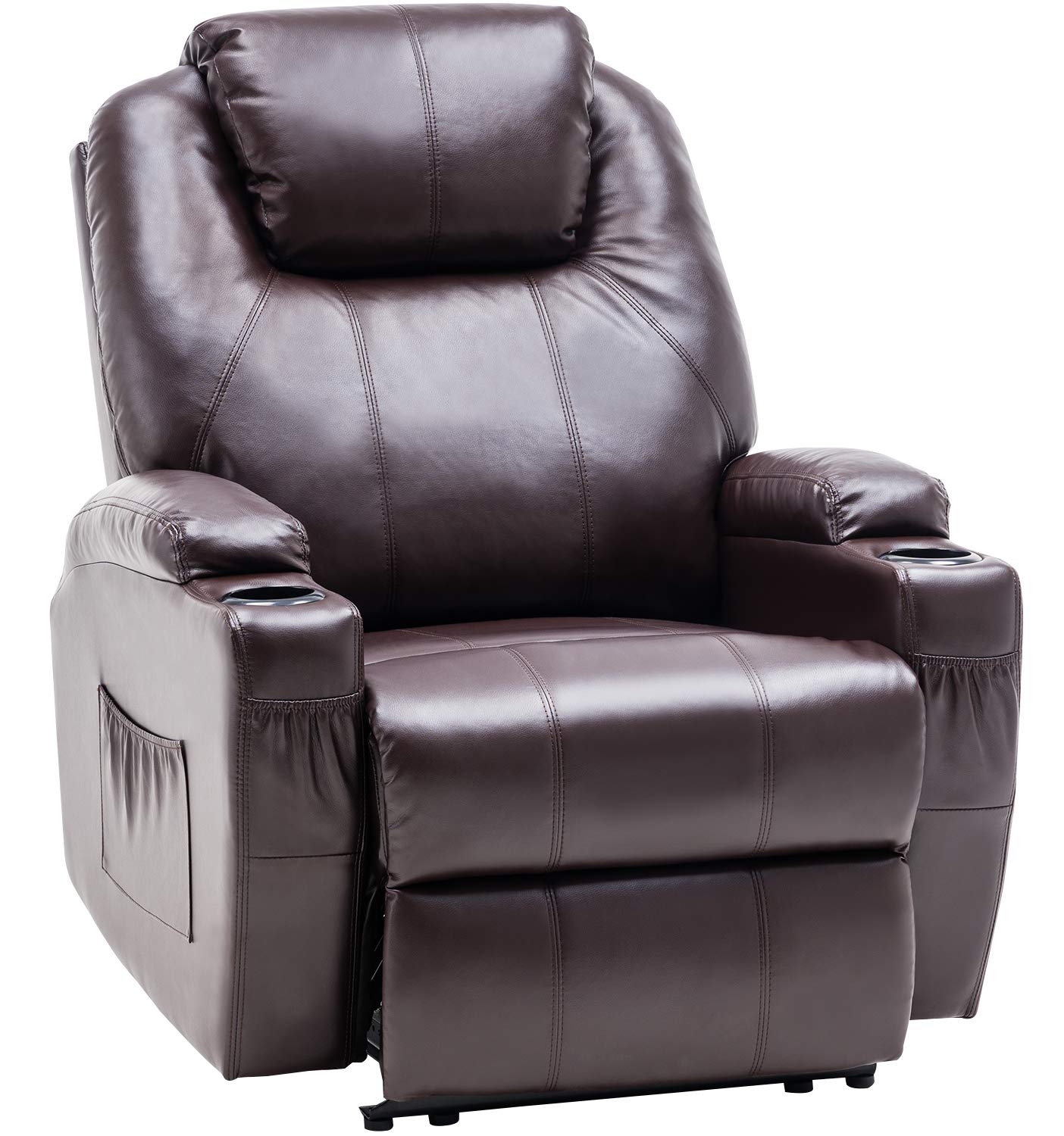 M MCombo Elektrisch Relaxsessel Massagesessel Fernsehsessel Liegefunktion Vibration Heizung 7061 neues Modell (Schwarz-Kunstleder)