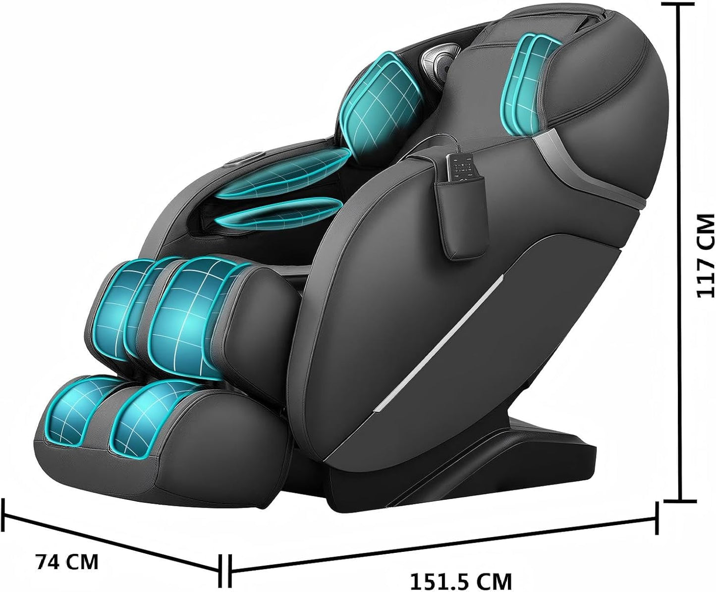 Violissima Ganzkörper-Massagesessel, Shiatsu-Massagesessel mit Zero-Gravity-Funktion, SL-Schiene, 12 automatische Massageprogramme, Wärmetherapie, Fußrollen, Bluetooth