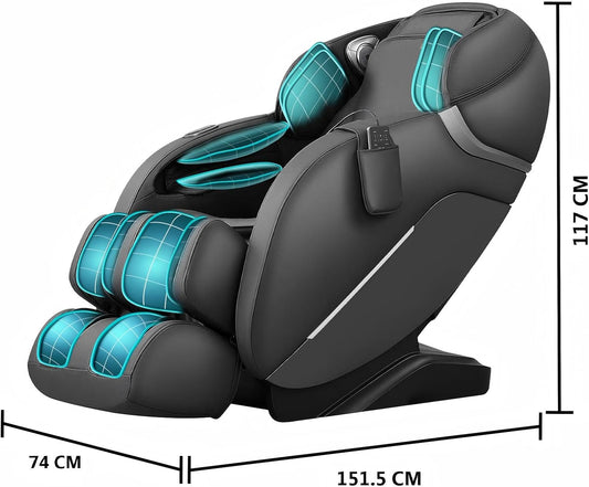 Violissima Ganzkörper-Massagesessel, Shiatsu-Massagesessel mit Zero-Gravity-Funktion, SL-Schiene, 12 automatische Massageprogramme, Wärmetherapie, Fußrollen, Bluetooth