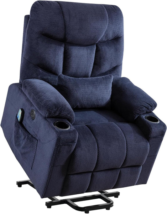 Consofa Power Lift Liegestuhl für ältere Menschen, Lift Chair mit Wärme und Massage, Power Lift Liegestuhl für Wohnzimmer mit unendlicher Position, USB-A&C, Getränkehalter, Seitentasche