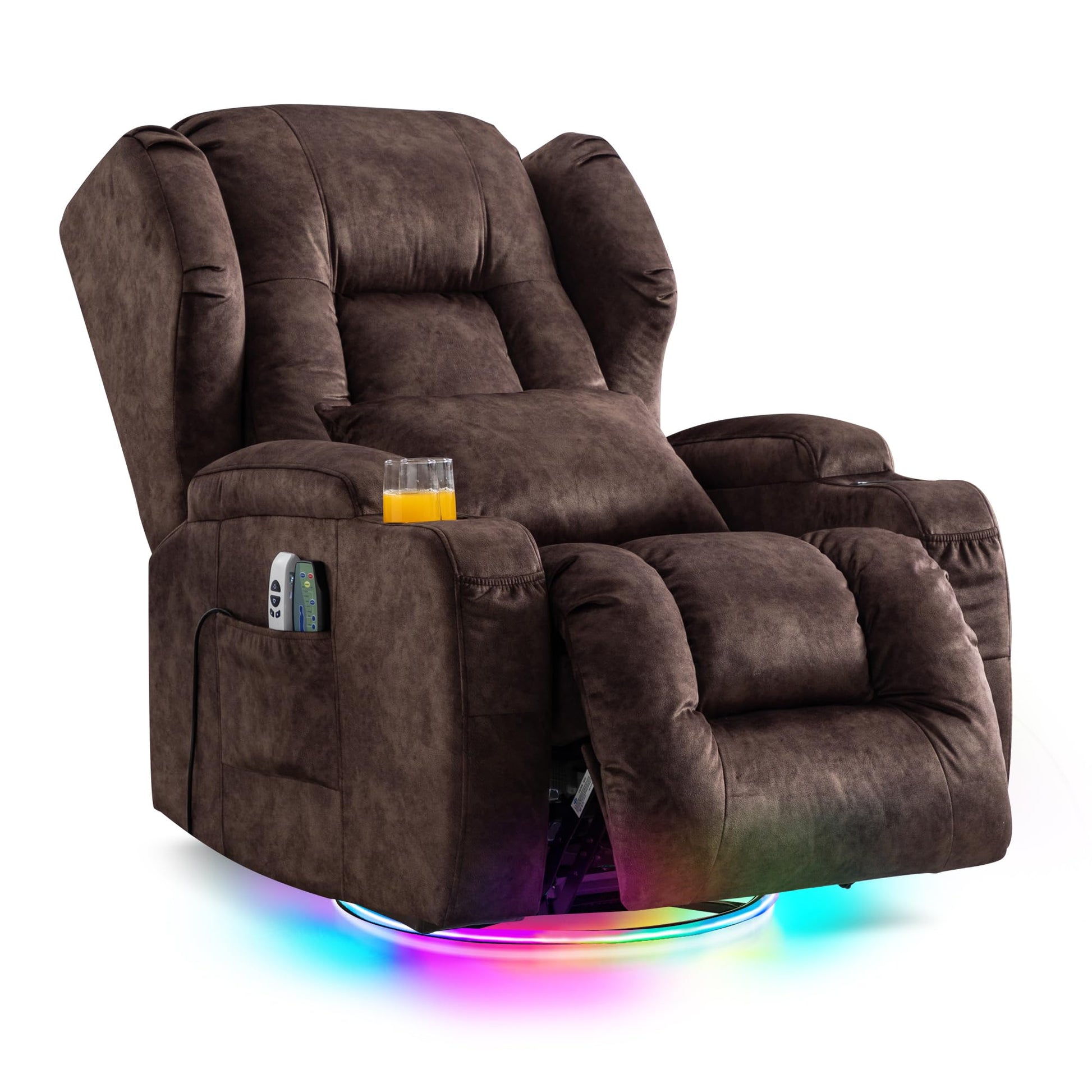 Oprisen Elektrisch Verstellbar Relaxsessel Kinosessel Fernsehsessel mit Liegefunktion Massage und Wärme TV Sessel Drehbar Liegesessel Sofa mit USB/LED/TYP C für Wohnzimmer,bis 150 kg (Schwarz)