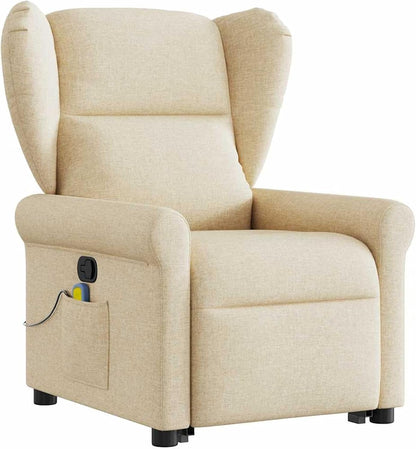 Homgoday Massagesessel mit Aufstehhilfe Creme Stoff Relaxsessel Model3303392