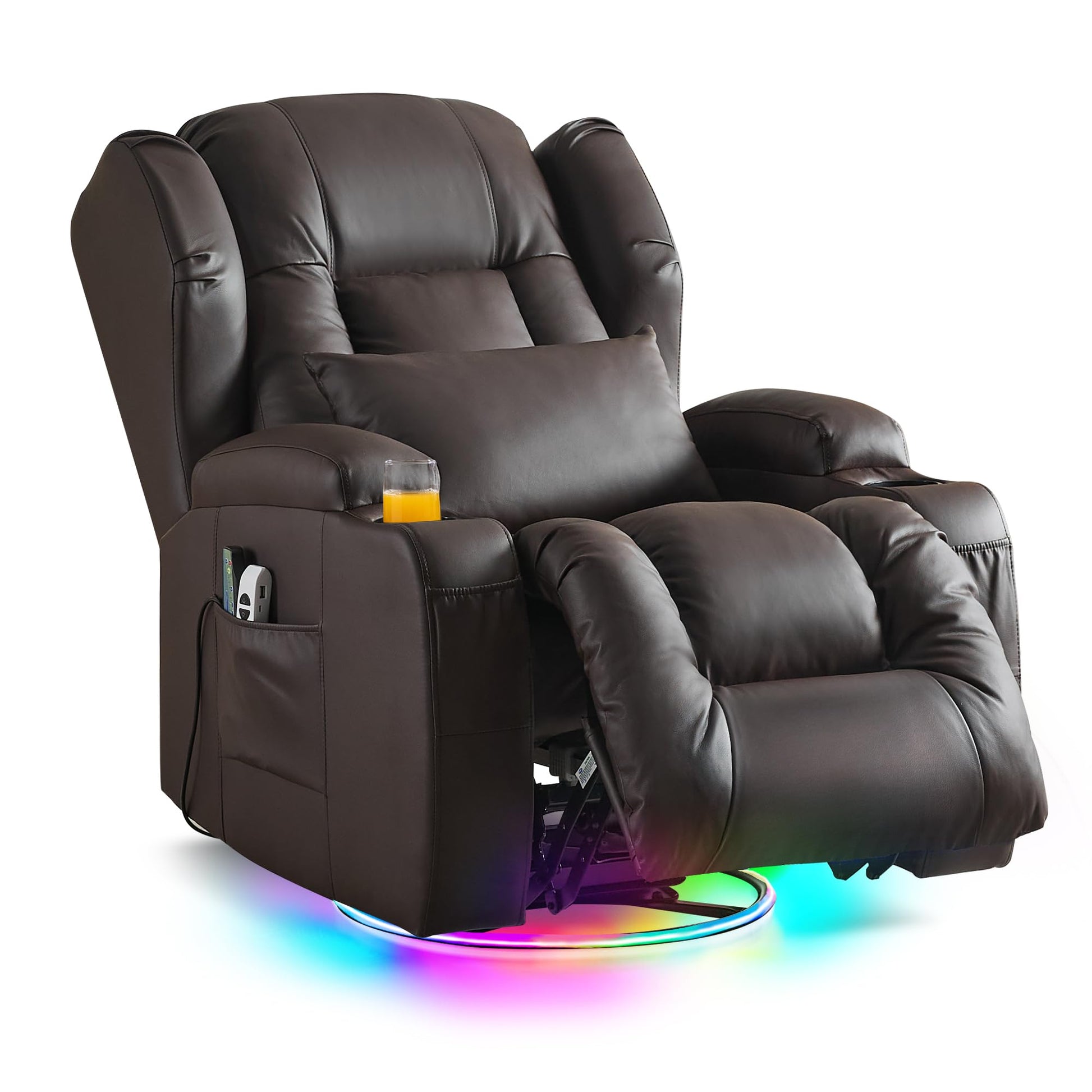 Oprisen Elektrisch Verstellbar Relaxsessel Kinosessel Fernsehsessel mit Liegefunktion Massage und Wärme TV Sessel Drehbar Liegesessel Sofa mit USB/LED/TYP C für Wohnzimmer,bis 150 kg (Schwarz)