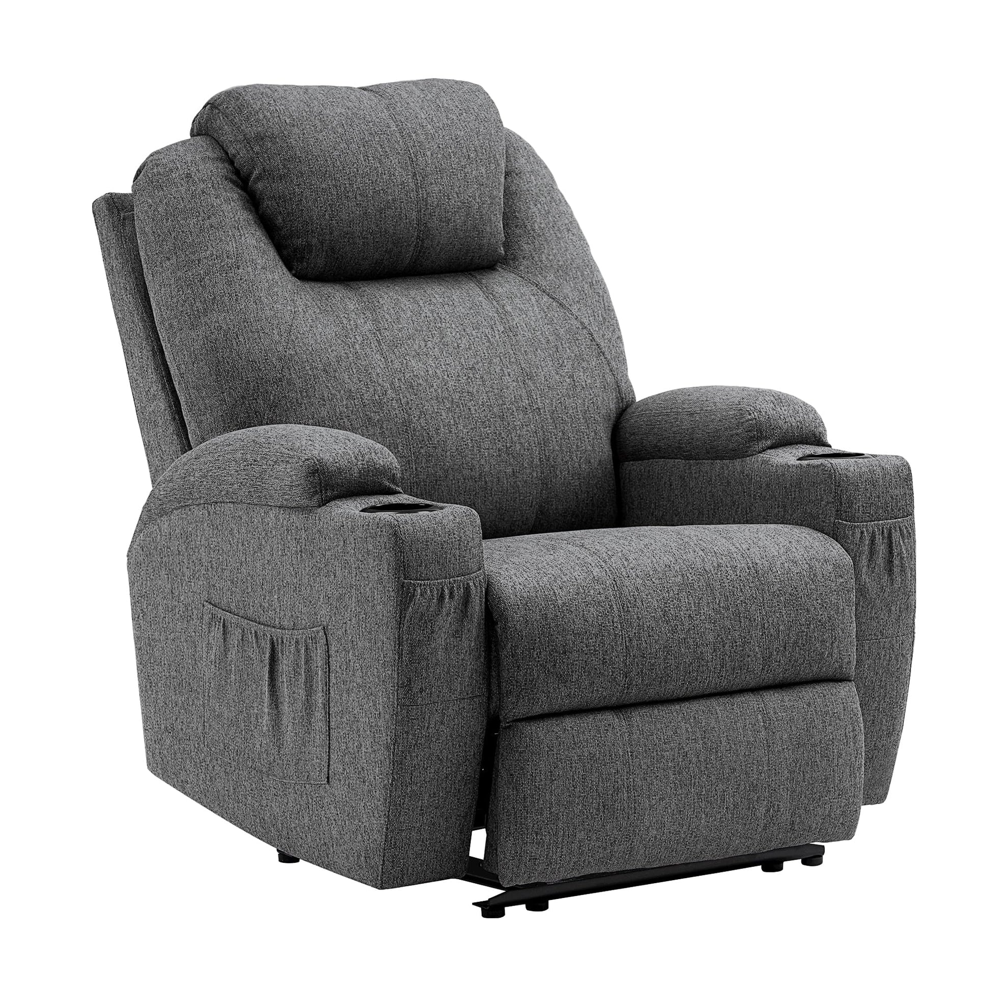 M MCombo Elektrisch Relaxsessel Massagesessel Fernsehsessel Liegefunktion Vibration Heizung 7061 neues Modell (Schwarz-Kunstleder)