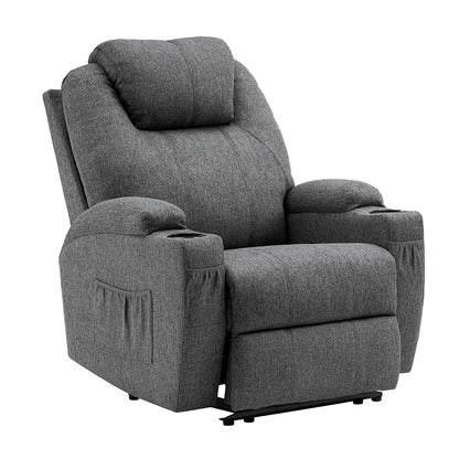 M MCombo Elektrisch Relaxsessel Massagesessel Fernsehsessel Liegefunktion Vibration Heizung 7061 neues Modell (Schwarz-Kunstleder)