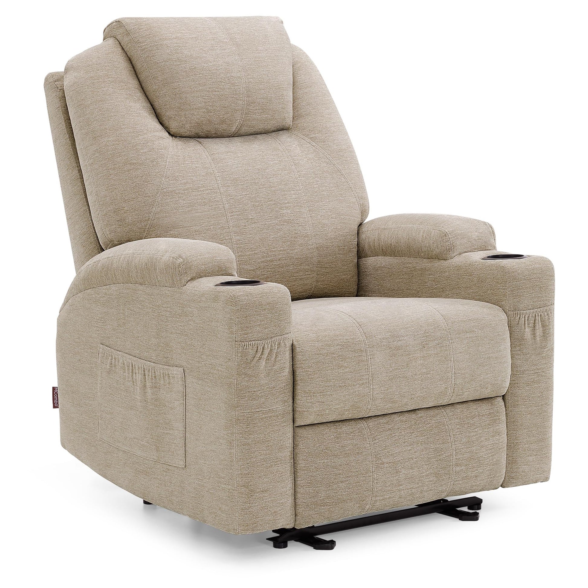 M MCombo Elektrisch Relaxsessel Massagesessel Fernsehsessel Liegefunktion Vibration Heizung 7061 neues Modell (Schwarz-Kunstleder)